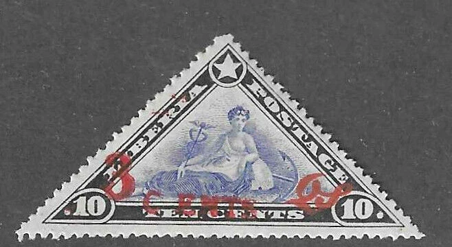 Liberia 1918, 3c on 10c triangle off., space between "C" and "E", perf. 14  #O97 - Image 1 of 1