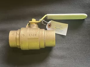 1-1/2" Sweat Lead-Free Bronze Std. Port Ball Valve 150 WSP 600 WOG, MADE IN USA - Picture 1 of 11
