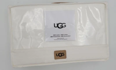 Juego de sábanas UGG algodón blanco brillante Iona Queen 300TC; NIP $98 Foto 1 de 4