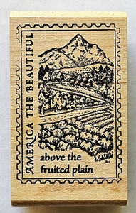 Rubber Monger Stamp PATRIOTIC POSTAGE America the Beautiful SCENE Fruited Plain - Picture 1 of 3