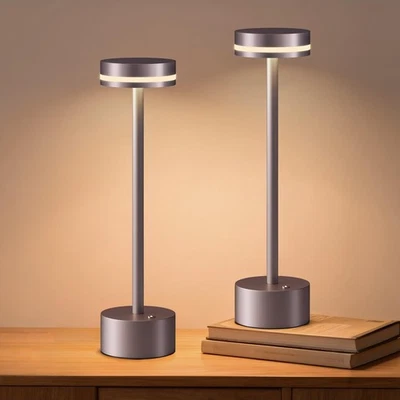 2 Pack Modern Cordless Table Lamp Rechargeable, Aluminum Touch Lamp & 4000mAh... - Image 1 of 4