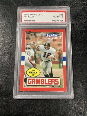 1985 Topps USFL #45 Jim Kelly PSA 8 NM-MT Houston Gamblers Buffalo Bills HOF NFL - Image 1 of 4