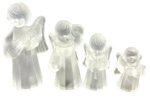 Angel Candle Holders - Set of 4 Frosted Glass Angel Candle Holders - Picture 1 of 7