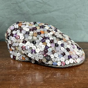 VINTAGE 50s Donegal Tweed Newsboy Hat Cap Buttons Wool Size XS 6 Ivy Rockabilly - Picture 1 of 10