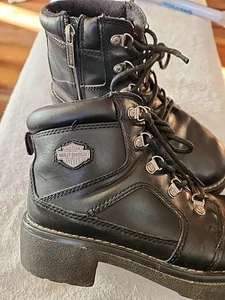 Harley-Davidson Women's Biker Boots Side Zipper Black Size 9 - Picture 1 of 11