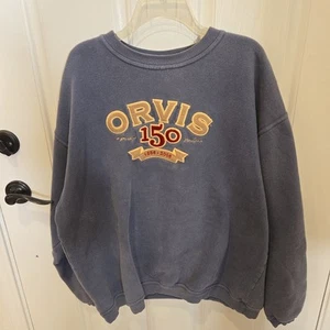 Orvis Rundhals Sweatshirt Blau Herren XL Stickerei Spruch Logo Langarm - Bild 1 von 5