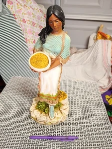 Homco Native American Women Baby  Corn Harvest Figurine 14" 1980s Resin VTG - Picture 1 of 7