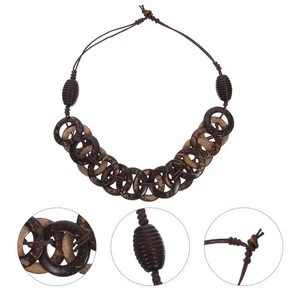 Collana di perline con conchiglia di cocco Boho stile etnico retrò da donna - Foto 1 di 12