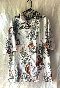 Asian Tiger Bamboo Lightweight Mens Shirt Button Down XL Box Office Island - Picture 1 of 5