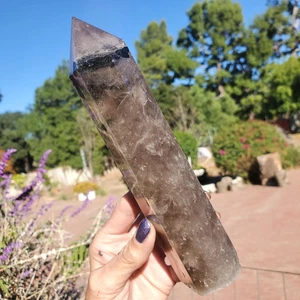 Smoky Quartz w/ Tourmaline Crystal Tower Hand Picked | 516 grams - Picture 1 of 18
