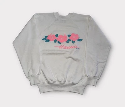 Vintage Hawaii Sweatshirt Adult XS/S White Pullover Crewneck Colorful 80s - Image 1 of 4