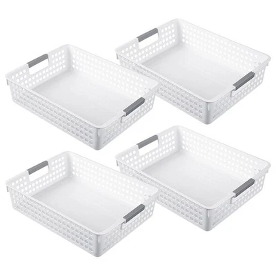  4 Pcs Cestini Portaoggetti Cestello Per Scaffale Cestelli Impilabili - Immagine 1 di 4