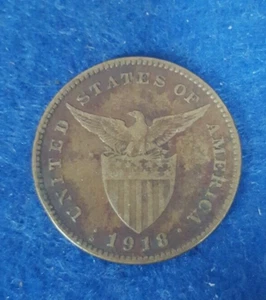 FILIPPINE UN CENTESIMO S 1918 ANTICA MONETA BRONZO BUONA QUALITÀ - Foto 1 di 2