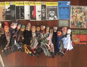 16 vintage wooden puppet Punch and Judy Lot 31pcs Total Playbills Theatre ticket