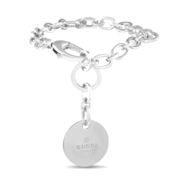 Gucci Sterling Silver Oval Link Round Tag Charm Bracelet Brand New in Box - Image 1 of 4