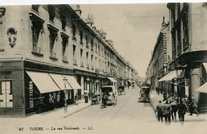 France Tours - La Rue Nationale old uncoomon view postcard - Picture 1 of 2
