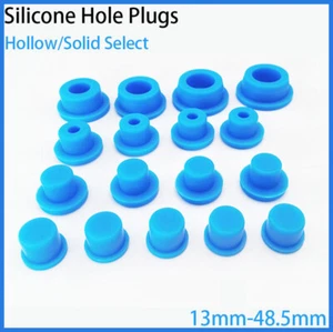 Round Solid/With Hole Silicone Seal Hole Plug Blanking End Caps Blue 13mm~48.5mm - Picture 1 of 10
