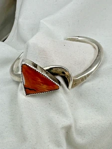 Sterling Silber Armreif Armband NA stachelige Auster asymmetrisch Statement Navajo - Bild 1 von 11