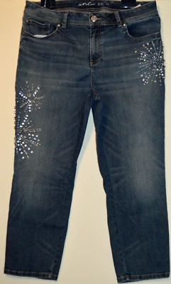 Pantalones de mezclilla INC AZULES talla 16 puntas conjunto pedrería pierna recta tiro medio Foto 1 de 4