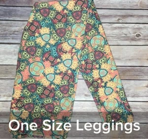 LuLaRoe Mommy and Me Collection OS Leggings Pink Blue Yellow Flowers Vines NWT - Picture 1 of 2