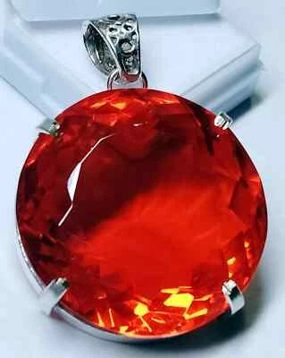 Pendant Mexican Fire Opal Round Cut 121-122 Ct Certified Natural Gemstone PD042 - Image 1 of 4