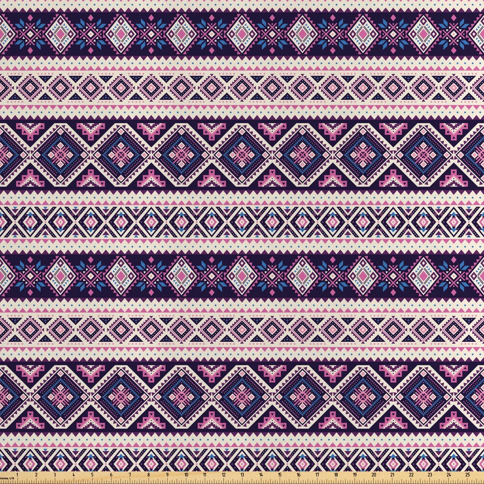 aztekisch Satin Stoff als Meterware Aboriginal geometrisches Muster - Bild 1 von 1