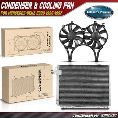 AC Condenser & Cooling Fan Assembly Kit for  Mercedes-Benz W210 E300 E320 E420 - Image 1 of 4