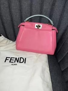 Authentic Fendi Colorblock Peekaboo Mini RARE Pink & Green with strap - Picture 1 of 11