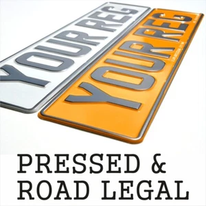 Car Reg Number Plate PAIR Replacement Registration Pressed MOT UK Legal Road - Picture 1 of 3