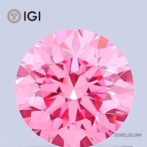 IGI Certified 0.81 Carat Fancy Vivid Pink VVS2 Round Cut CVD Lab Grown Diamond - Picture 1 of 19