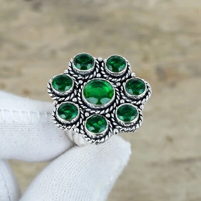 Anello In Tormalina Verde In Argento Sterling 925 Boho Per Regali Di Compleanno - Immagine 1 di 4
