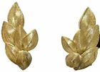 Vintage Marked Germany Gold Tone LEAF Clip On Earrings Bright Gold Spun Wire