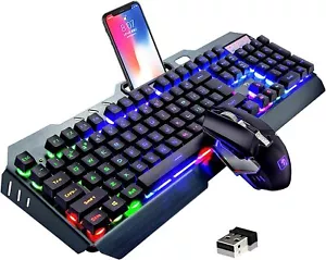 Wireless Backlit Mute Keyboard and Mouse Combo Support Charging Waterproof LED - Picture 1 of 11