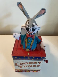 Looney Tunes 1994 Circus Tin Pop Up Toy Bugs Bunny Patriotic USA Vintage - Picture 1 of 7