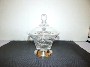 Glas Bonboniere mit Deckel und 925 Silberfuss , schöner Zustand, 23789 - Bild 1 von 15