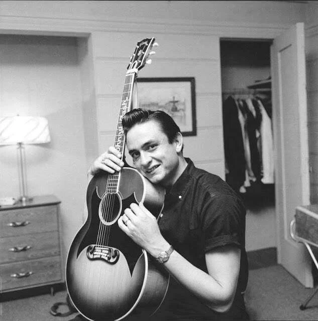 Johnny Cash with Guitar Portrait Photo Print Poster - Image 1 of 1