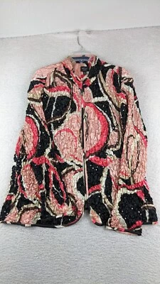MSK Jacket Size 2X Full Zip Sequins Multi Color Abstract Print - Image 1 of 4