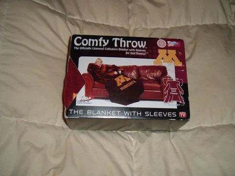 Comfy Throw Fleece Blanket w/ Sleeves Licensed College- Minnesota Golden Gophers Cover