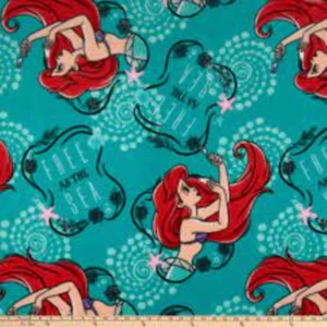The Little Mermaid Ariel Toss Fleece Fabric - Picture 1 of 2