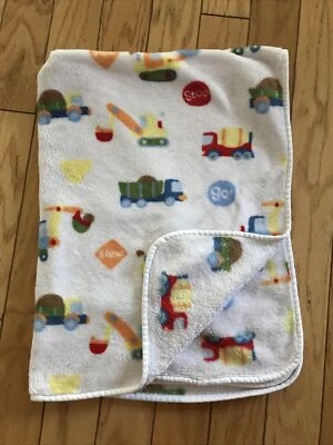 Circo Stop Go Construcción Camiones Blanco Felpa Bebé Manta Seguridad Lovey Foto 1 de 2
