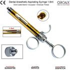 Dental Aspirating Anesthetics Syringe Gold Coated Barrel 1.8ml AMR+EUR Thread