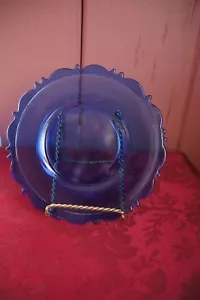 VTG. BLUE GLASS PLATES: SET OF FOUR - Picture 1 of 3