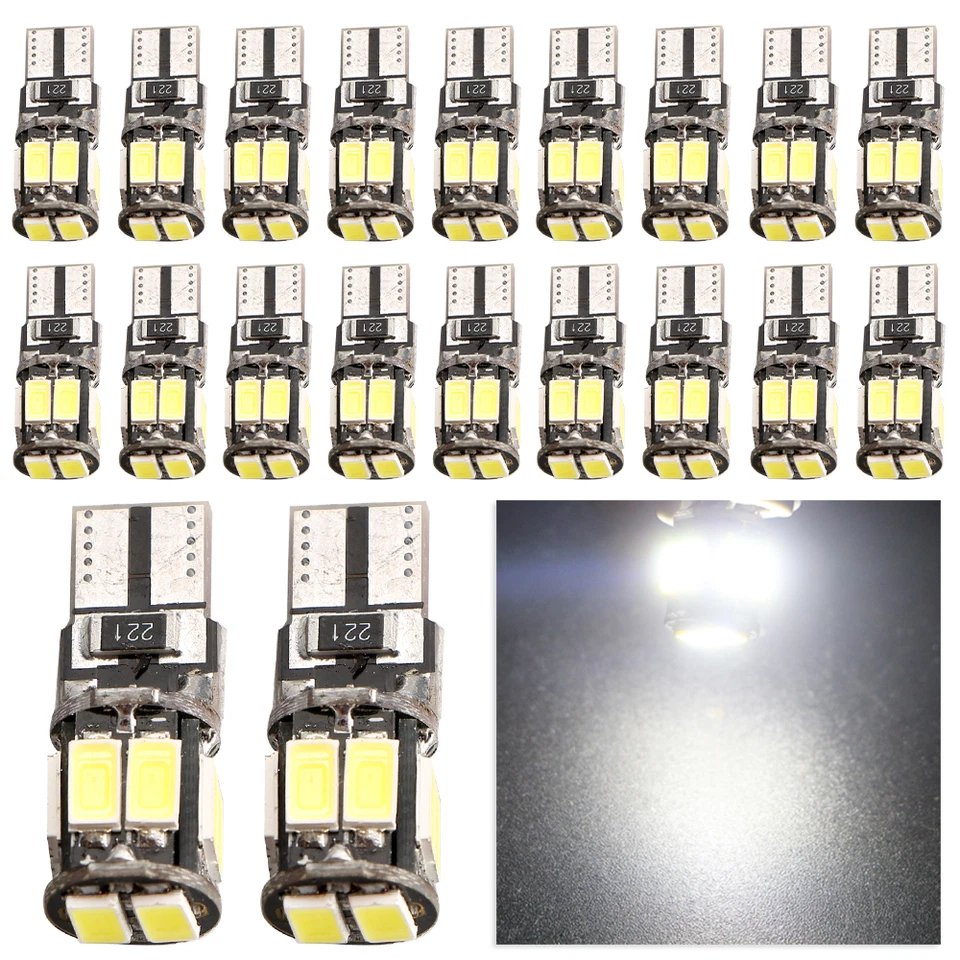 20PCS 12V T10 W5W 194 168 5630 10 SMD Can-bus Error Free 10 Led Interior Light - Image 1 of 4