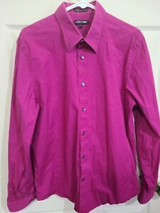 Mens Express 1MX Modern Fitted Dress Shirt Sz L Purple Pink Long Sleeves 16-16.5