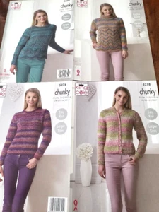 King Cole Chunky Knitting Pattern 5278/5277 Sweaters and Cardigans 2 patterns - Picture 1 of 2