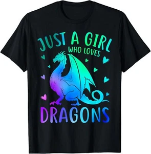 Cute Just A Girl Who Loves Dragons Women and Girls T-Shirt Hoodie - Picture 1 of 17