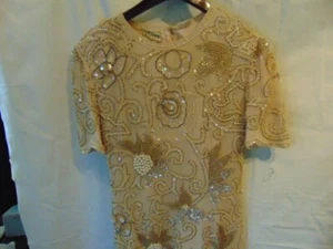 Sequin Beige Formal Gown - Picture 1 of 5