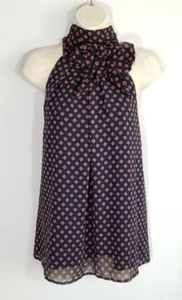 Blusa Top Banana Republic Mujer Talla XL Multicolor Cuello Lazo Geométrico Sin Mangas - Imagen 1 de 8