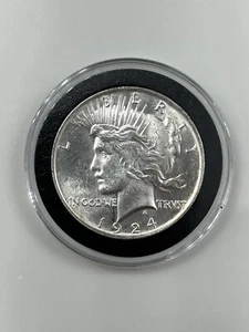 Moneda de plata P Peace 1924 90 % plata de Estados Unidos cruda en cápsula Philadelphia llamativa - Imagen 1 de 3