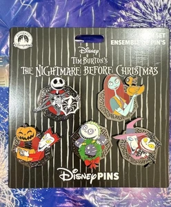 2025 Disney Nightmare Christmas 5 Pin Set Shock Lock Barrel Jack Sally New - Picture 1 of 2